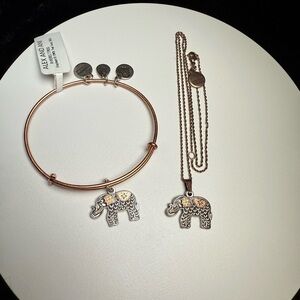 🐘✨ Alex and Ani Elephant Necklace + Elephant III Bangle Set